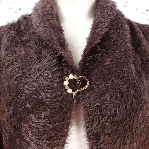 Fuzzy Ombre Cardigan Sweater Brown - Picture 3 of 7